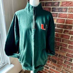 Champion Half Zip Green Sweatshirt The U University of Florida Hurricanes Team